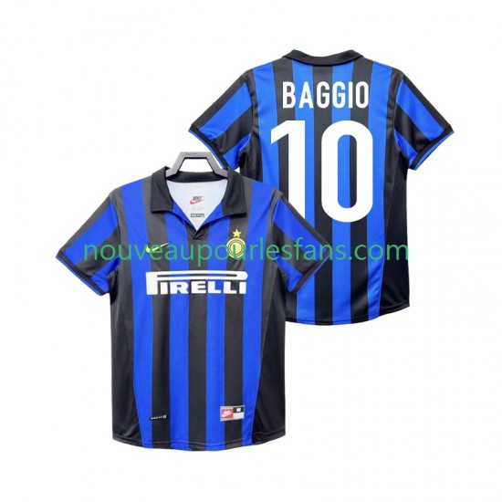 Maillot Inter Milan BAGGIO 10 Rétro Homme Tenue Domicile 1999 1998 Manche Courte