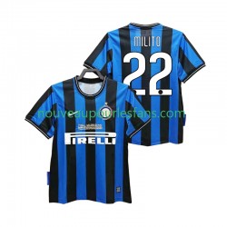 Maillot Inter Milan MILITO 22 2009 Rétro Homme Tenue Domicile 2010 Manche Courte