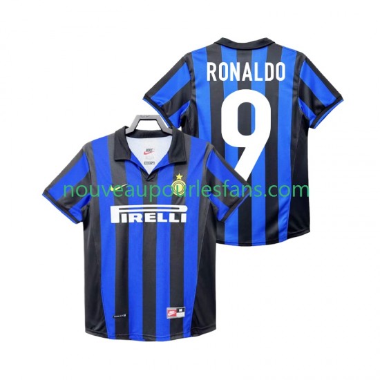 Maillot Inter Milan Roanldo 9 Rétro Homme Tenue Domicile 1999 1998 Manche Courte