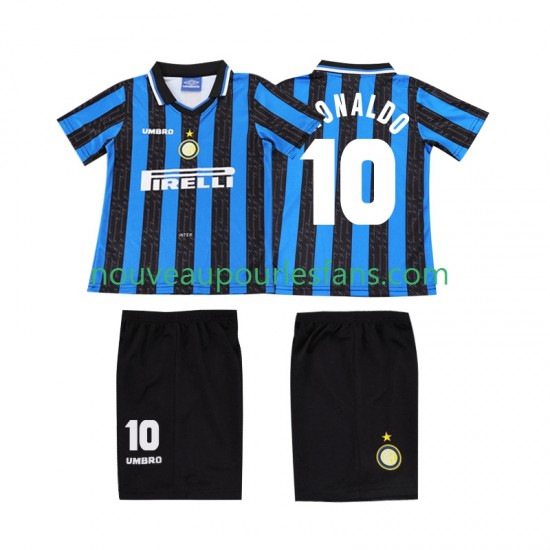 Maillot Inter Milan Ronaldo 10 1997 Rétro Enfant Tenue Domicile 1998 Manche Courte
