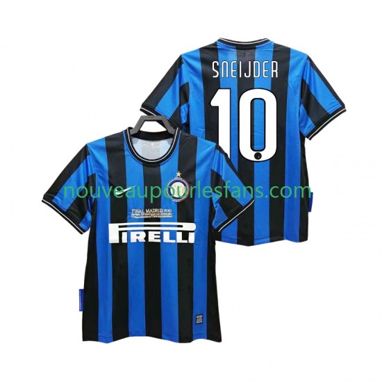 Maillot Inter Milan SNEIJDER 10 2009 Rétro Homme Tenue Domicile 2010 Manche Courte