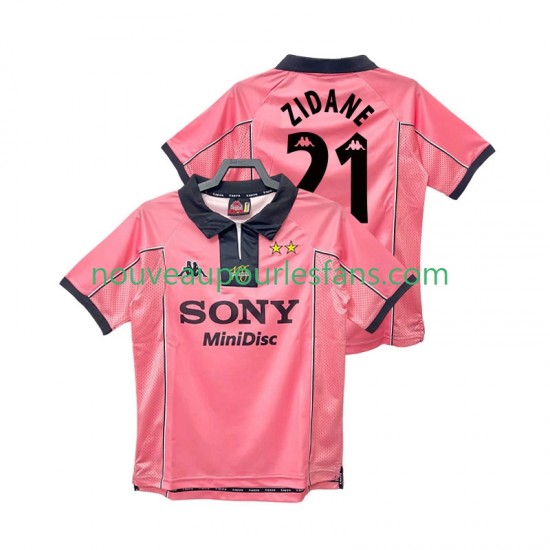 Maillot Juventus ZIDANE 21 1997 Rétro Homme Tenue Extérieur 1998 Manche Courte