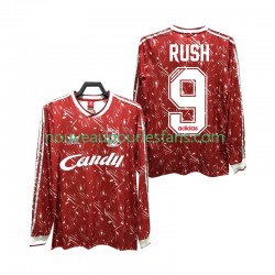 Maillot Liverpool Rush 9 1989 1991 Rétro Homme Tenue Domicile Manche Longue