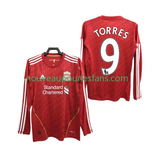 Maillot Liverpool Torres 9 2012 Rétro Homme Tenue Domicile 2010 Manche Longue