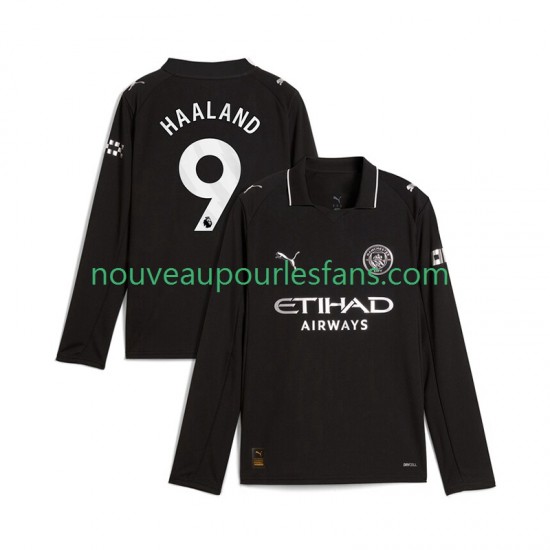 Maillot Manchester City Erling Haaland 9 Homme Tenue Extérieur 2025-2026 Manche Longue