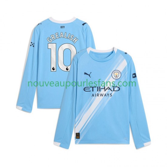 Maillot Manchester City Jack Grealish 10 Homme Tenue Domicile 2025-2026 Manche Longue