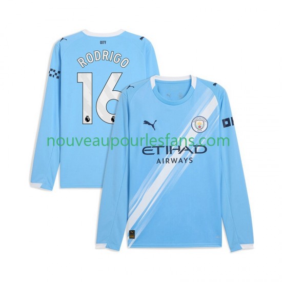 Maillot Manchester City Rodrigo Hernandez 16 Homme Tenue Domicile 2025-2026 Manche Longue