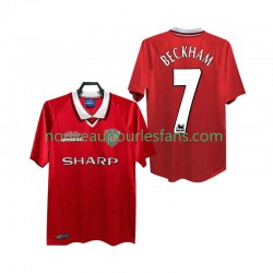 Maillot Manchester United BECKHAM 7 2000 Rétro Homme Tenue Domicile 1999 Manche Courte