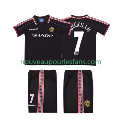 Maillot Manchester United Beckham 7 Rétro Enfant Tenue Extérieur 1999 1998 Manche Courte