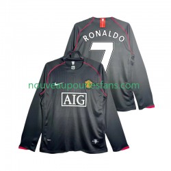 Maillot Manchester United Critstiano Ronaldo 7 2007 Rétro Homme Tenue Extérieur 2008 Manche Longue
