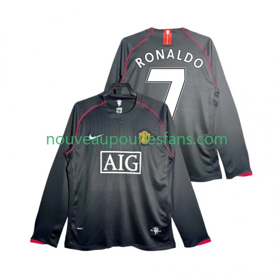 Maillot Manchester United Critstiano Ronaldo 7 2007 Rétro Homme Tenue Extérieur 2008 Manche Longue