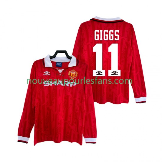 Maillot Manchester United GIGGS 11 1992 Rétro Homme Tenue Domicile 1994 Manche Longue