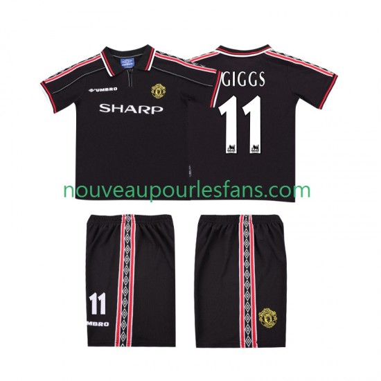 Maillot Manchester United GIGGS 11 Rétro Enfant Tenue Extérieur 1999 1998 Manche Courte