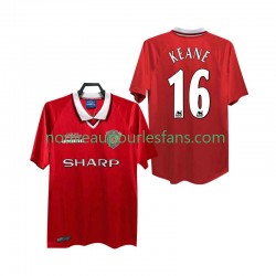 Maillot Manchester United Keane 16 2000 Rétro Homme Tenue Domicile 1999 Manche Courte