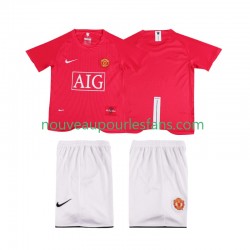 Maillot Manchester United Premier League 2007 Rétro Enfant Tenue Domicile 2008 Manche Courte