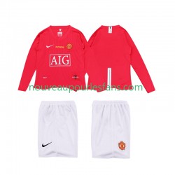 Maillot Manchester United Premier League 2009 Rétro Enfant Tenue Domicile 2008 Manche Longue