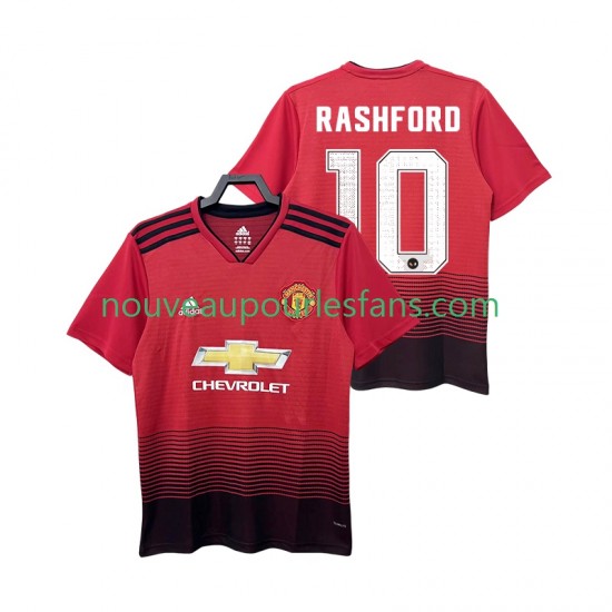 Maillot Manchester United RASHFORD 10 2018 2019 Rétro Homme Tenue Domicile Manche Courte