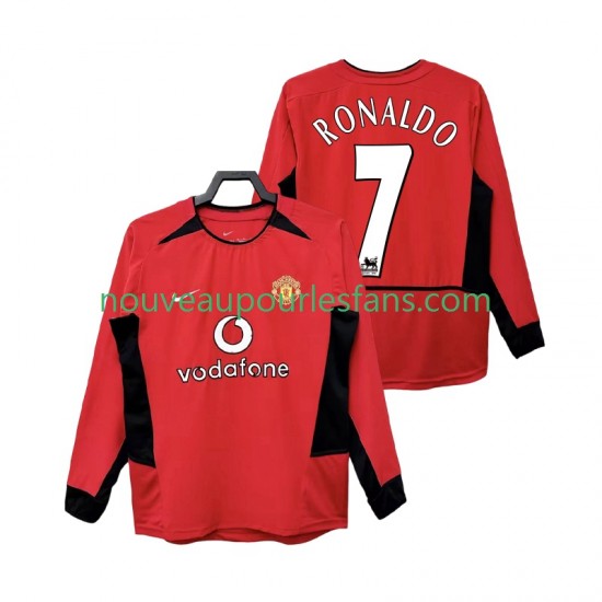 Maillot Manchester United RONALDO 7 2004 Rétro Homme Tenue Domicile 2002 Manche Longue