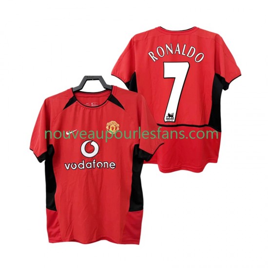 Maillot Manchester United RONALDO 7 2004 Rétro Homme Tenue Domicile 2002 Manche Courte