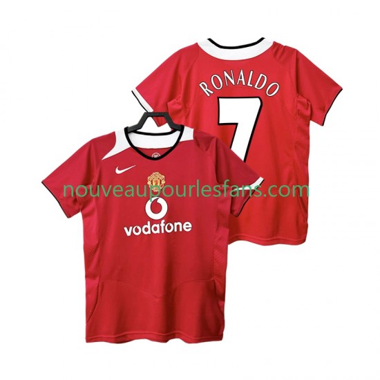 Maillot Manchester United RONALDO 7 2005 Rétro Homme Tenue Domicile 2006 Manche Courte