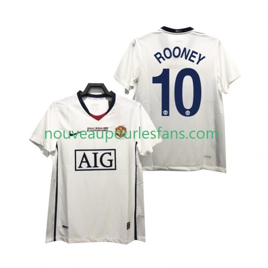 Maillot Manchester United ROONEY 10 Champions League 2009 Rétro Homme Tenue Extérieur 2008 Manche Courte