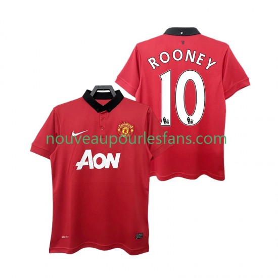 Maillot Manchester United ROONEY 10 2013 2014 Rétro Homme Tenue Domicile Manche Courte