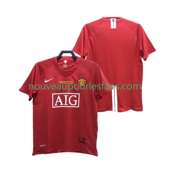 Maillot Manchester United 2007 Rétro Homme Tenue Domicile 2008 Manche Courte
