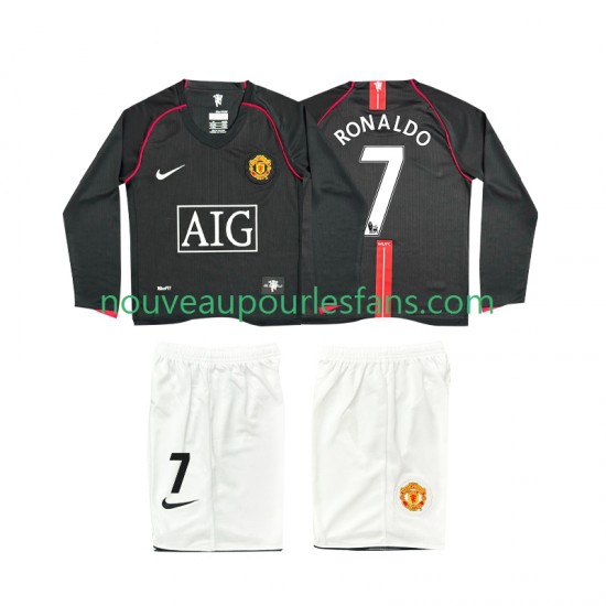 Maillot Manchester United Ronaldo 7 2007 Rétro Enfant Tenue Extérieur 2008 Manche Longue