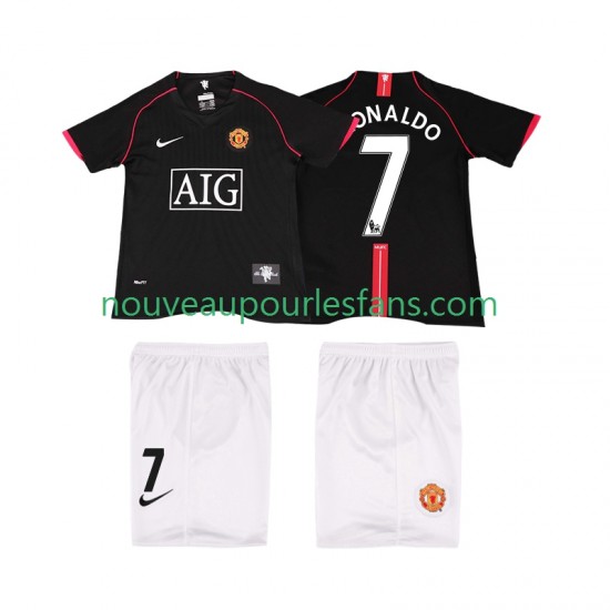 Maillot Manchester United Ronaldo 7 2007 Rétro Enfant Tenue Extérieur 2008 Manche Courte
