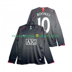 Maillot Manchester United Rooney 10 2007 Rétro Homme Tenue Extérieur 2008 Manche Longue