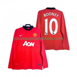 Maillot Manchester United Rooney 10 2013 2014 Rétro Homme Tenue Domicile Manche Longue