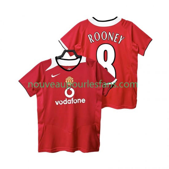 Maillot Manchester United Rooney 8 2005 Rétro Homme Tenue Domicile 2006 Manche Courte