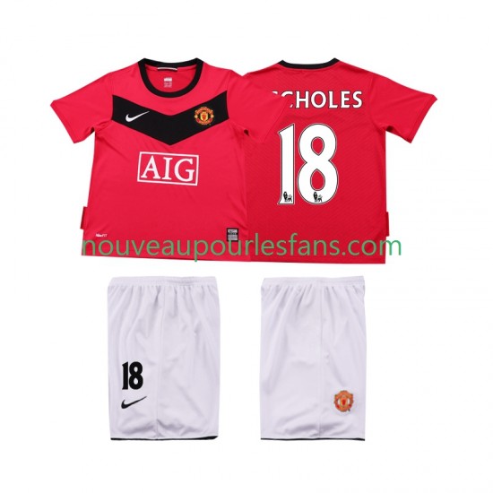 Maillot Manchester United SCHOLES 18 2009 Rétro Enfant Tenue Domicile 2010 Manche Courte