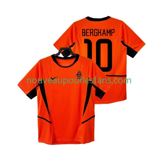 Maillot Pays-Bas BERGKAMP 10 Rétro Homme Tenue Domicile 2002 Manche Courte