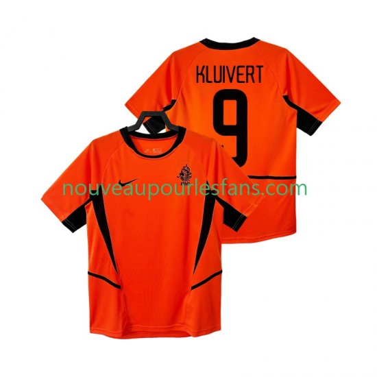 Maillot Pays-Bas KLUIVERT 9 Rétro Homme Tenue Domicile 2002 Manche Courte