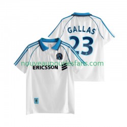 Maillot Olympique de Marseille Gallas 23 Rétro Homme Tenue Domicile 1999 1998 Manche Courte