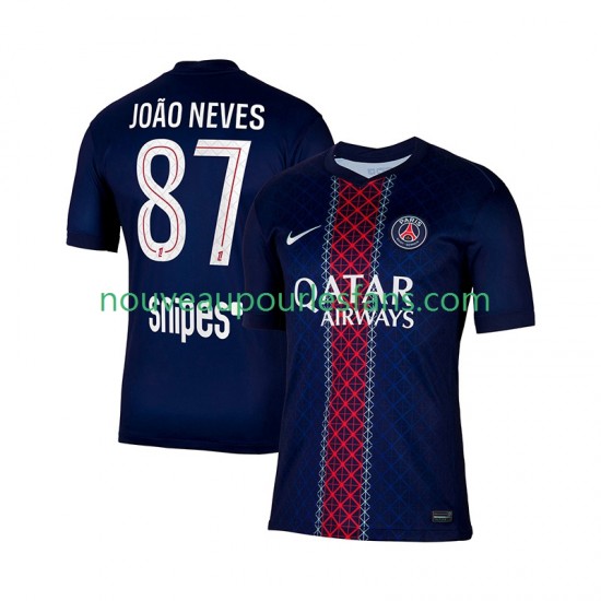 Maillot Paris Saint-Germain Joao Neves 87 Homme Tenue Domicile 2025-2026 Manche Courte