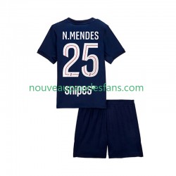 Maillot Paris Saint-Germain Nuno Mendes 25 Enfant Tenue Domicile 2025-2026 Manche Courte