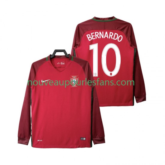 Maillot Portugal BERNARDO 10 2016 Rétro Homme Tenue Domicile Manche Longue