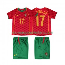 Maillot Portugal Cristiano Ronaldo 17 2004 Rétro Enfant Tenue Domicile Manche Courte
