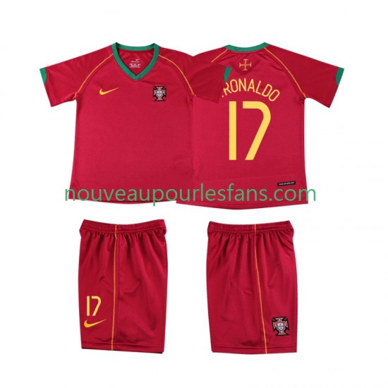 Maillot Portugal Cristiano Ronaldo 17 Rétro Enfant Tenue Domicile 2006 Manche Courte