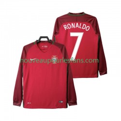 Maillot Portugal Cristiano Ronaldo 7 2016 Rétro Homme Tenue Domicile Manche Longue