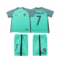 Maillot Portugal Cristiano Ronaldo 7 2016 Rétro Enfant Tenue Extérieur Manche Courte