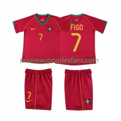 Maillot Portugal FIGO 7 Rétro Enfant Tenue Domicile 2006 Manche Courte