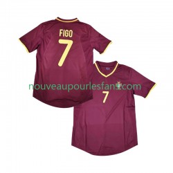 Maillot Portugal Figo 7 2000 Rétro Homme Tenue Domicile Manche Courte