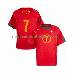 Maillot Portugal Figo 7 2004 Rétro Homme Tenue Domicile Manche Courte