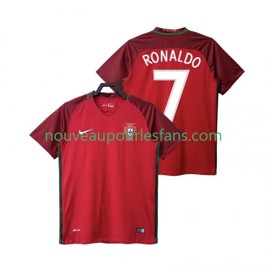 Maillot Portugal RONALDO 7 2016 Rétro Homme Tenue Domicile Manche Courte