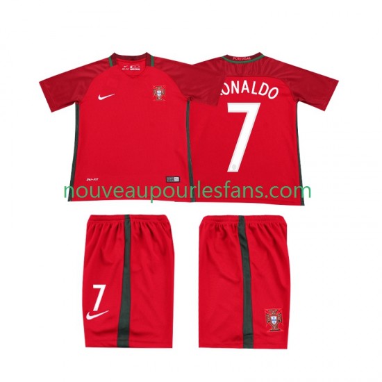 Maillot Portugal RONALDO 7 2016 Rétro Enfant Tenue Domicile Manche Courte