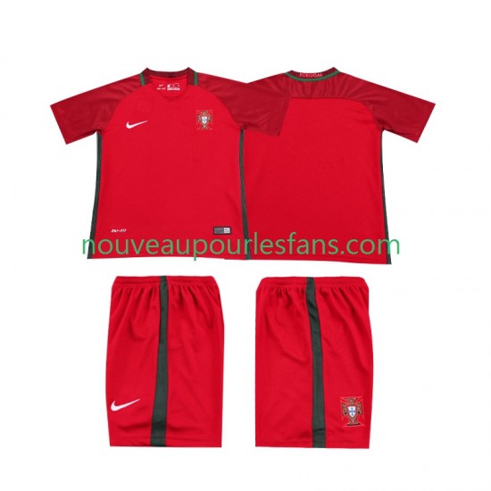 Maillot Portugal 2016 Rétro Enfant Tenue Domicile Manche Courte