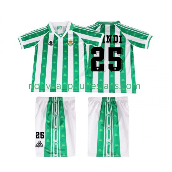 Maillot Real Betis FINIDI 25 1996 1997 Rétro Enfant Tenue Domicile Manche Courte